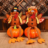 Thanksgiving Turkey Decorations Fall Centerpieces for Tables Stuffed Decor Animal Plush Doll Couple 20 Inch Tabletop Autumn Kit for Harvest Home Room