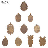 SUNNYCLUE 10 Sets Assorted Cabochon Frame Setting Tray Charms Pendant with Clear Oval Glass Dome