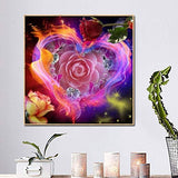 Flowers Diamond Painting Love Heart DIY 5D Full Drill Diamond Painting Kits for Adults Gem Pictures by Numbers Abstract Art Craft for Home Decoration-11.8x11.8in-Lover Heart and Flowers