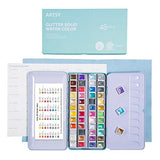ARTSY Artist Grade Watercolor Paint Set – 48 Glitter Colors in A Metal Case with Palette Perfect for Artists, Hobbyists, Students, Beginners