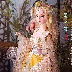 HGYYIO 34 Jointed BJD Doll 60Cm DIY Toys Full Set Wiht Clothes Shoes and Wig 1:3 SD Doll 100% Safe, Non-Toxic Plastic, Suitable for People Over 15 Years Old