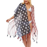 Me Plus Women Fashion Summer American Flag Beach Cover up Cover Up Shawl Wrap Kimono (USA Flag Print)