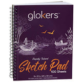 Sketch Pad Book by Glokers (2 Pack Pads - Each Pad 100 Sheets) – Acid Free, Medium Weight Paper – for Pencils, Charcoal, Oil Pastels, and Other Dry Media – Extra Durable Spiral Binding – 9 x12” Inch