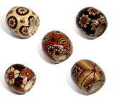 Housweety 100 Mixed Painted Drum Wood Spacer Beads 17x16mm (style 1-100pcs)