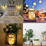 Anpro Mason Jars sconces with Lights,Decorative Mason Jar Wall Decor,Rustic Wall Sconces with 6-Hour Timer LED Fairy Lights and Flowers (2 Pack) Iron Hooks for Christmas,Halloween Decorations