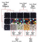 Dushi Lava Bead Bracelet Lava Bead Kit Set Bulk Black Lava Rock Stone for DIY Jewelry Making