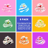 7 Pack Butter Slime Kit, Including Lemon, Cherry, Apple and Watermelon Slime Accessories, Soft and Non-Sticky for Girls Boys Party Toys, Super Cute Stress Kids Relief Toys