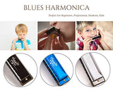 JSL Harmonica, Standard Diatonic Key of C 10 Holes 20 Tones Blues Mouth Organ Harp For Kids, Beginners, Professional, Students (Blues)
