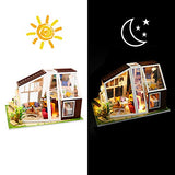 ROOMLIFE DIY Dollhouse Kit Model 1/24 Scale Adults Miniature Aurora Room with LED Light&Dust Proof Sweet Birthday, for Wife,Girls Manual Educational Craft Kits Room Table Decors