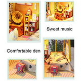 Dollhouse Miniature with Furniture, DIY Wooden Doll House Kit Simple-Style Plus Dust Cover and Music Movement, 1:24 Scale Creative Room Idea Best Gift for Children Friend Lover (Walk with You)