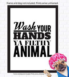 Designs by Maria Inc. Funny Bathroom Decor Typography Prints (Unframed) Wall Art & Pictures | Great Gift Set of 4 Quotes, Signs & Rules (8x10)