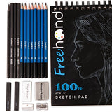 Sketch Pencils Set - Drawing, Sketching and Charcoal Pencils. Includes 100 Page Drawing Pad and Kneaded Eraser. Art Kit and Supplies for Kids, Teens and Adults.