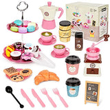 Tea Set for Little Girls, Noetoy Kids Tea Set 38 PCS Pink Tea Party Set with Cake Stand and Dessert Play Food, Princess Tea Party Time & Kids Kitchen Pretend Play (Pink)