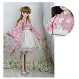 HMANE BJD Dolls Clothes, 2Pcs Japonic Modified Kimono Clothes Set for 1/3 BJD Dolls - Pink Rabbit (No Doll)