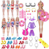 ZWSISU 40 Pack Doll Dacoration Accessories Swimsuits, Doll Shoes, Necklaces, Sunglasses, Hangers,Swimming Ring,Wetsuit, and Guitar for 11.5 inch Doll