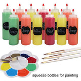 Belinlen 12 Pack 8-Ounce Plastic Squeeze Bottles with Red Tip Caps and Measurement - Good for Crafts, Art, Glue, Multi Purpose Set of 12 with Extra 18 Chalk Labels 6 Red Cap and 1 Pen