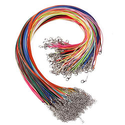 KeyZone 150 Pcs 18 Inches 1.5mm Waxed Necklace Cord with Lobster Clasp for Jewelry Making,Mixed