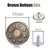 FENGWANGLI Jeans Buttons –Bronze Metal Buttons 10 Styles Tack Buttons Replacement Kit Studs Snap