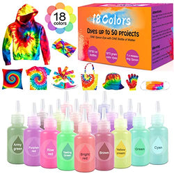 Tie Dye Kit, Tie Dye Powder for Kids and Adults, Tie Dye Kit for Girls, 18 Colors Permanent All-in-1 DIY Tie Dye Set, for Craft Arts Fabric Textile Party DIY Handmade Project
