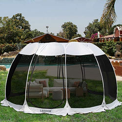 Leedor Gazebos for Patios Screen House Room 12-15 Person Canopy Mosquito Net Camping Tent Dining Pop Up Sun Shade Shelter Mesh Walls Not Waterproof Gray,15'x15'
