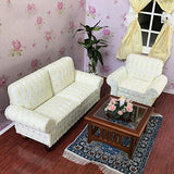 NarutoSak Furniture Model,3Pcs Mini Sofa Table Living Room Furniture Model 1/12 Doll House DIY Accessory Set Yellow