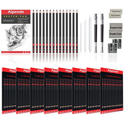 Aipende Sketch and Drawing Art Pencils Kit, Graphite Pencils(12B - 4H), Pack of 8 (Include Blending Stumps,Erasers,Sharpeners,Pencil Extenders and Sketch Pad)