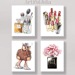 Fashion artwork prints of my watercolor painting, a set of 4 prints (NO FRAME), 5"x 7", 8"x 10", 9"x 12", 11"x 14" and 12"x 16"