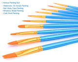 YOUSHARES 10pcs Art Paint Brush Set for Watercolor, Oil, Acrylic Paint / Craft, Nail, Face Painting