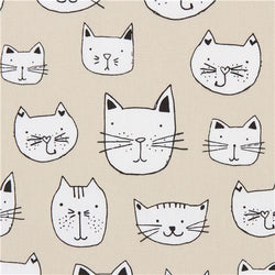 Beige cat Fabric by Robert Kaufman (per 0.5 Yard Units)