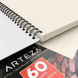 ARTEZA 11x14” Mixed Media Sketch Book, 2 Pack, 110lb/180gsm, 120 Sheets (Acid-Free,