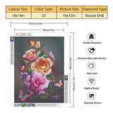 DIY 5D Diamond Painting Kits for Adults and Kids Flowers Diamond Art Butterfly Painting by Diamond Round Full Drill Diamond Arts Craft for Home Wall Decor Canvas (12 X 16 Inches)