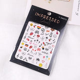 Impressed 5 Sheets Luxury Nail Art Stickers 500+ Full Color Custom Nail Decals for Faux Nail Design and Salon Nails Accessories (Vibrant)