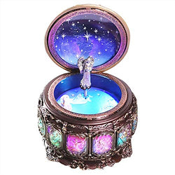 DELIWAY Mechanism Rotate Music Box with 12 Constellations and Sankyo 18-Note Wind Up Signs of The Zodiac Gift for Birthday Christmas (Upgraded,Always with Me)