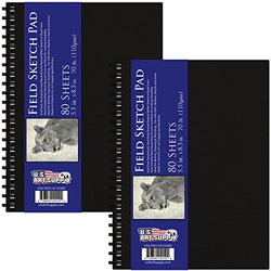 U.S. Art Supply 5.5" x 8.5" Premium Hardbound Sketch Book, 70 Pound (110gsm), Book of 80-Sheets