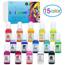 Epoxy Resin Pigment - 15 Color Liquid Epoxy Resin Dye - Highly Concentrated Epoxy Resin Colorant for Resin Coloring Art, DIY Jewelry Making Supplies - AB Resin Coloring for Paint, Crafts - 10ml Each