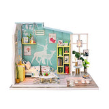 Spilay DIY Miniature Dollhouse Wooden Furniture Kit,Handmade Mini Modern Model Plus with Dust Cover,1:24 Scale Creative Doll House Toys for Children Lover Gift (Family Nap)