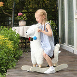 labebe - Baby Rocking Horse Wooden, Plush Stuffed Rocking Animals White, Kid Ride on Toys for 1-3 Years Old, Llama Rocking Horse for Girl&Boy, Toddler/Infant Rocker for Nursery, Kid Riding Toys/Horse