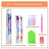 Uoopati Fantasy Fairy Tale Diamond Painting Kits for Adults, Magic Witchcraft Occult Bohemian Line Hamsa Blue Golden Eyes DIY 5D Pictures Round Drill Art Relaxation Wall Decor Stitch, 12x12 Inch