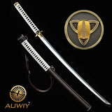 Auway Michonne Katana Sword, Walking Dead Samurai Sword with Wooden and Polyurethane Scabbard Fully