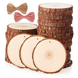 Fuyit Natural Wood Slices, 30 Pcs 3.5-4 Inch Unfinished Predrilled Wooden Circles Tree Slice with Hole & Barks for DIY Arts Craft Christmas Ornaments