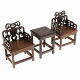 EatingBiting 1:6 Dollhouse Miniature Handcraft Furniture Retro Wood Square Table Armchairs 3 Pieces Dollhouse Furniture Miniatures - 1:6 Scale 3pcs Rosewood Table and Chairs Set,Toys Action Figures