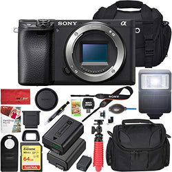Sony a6400 4K Mirrorless Camera ILCE-6400/B Body Only with Travel Case Gadget Bag and Deco Gear Deluxe Cleaning Kit Extra Battery Remote & Flash Bundle