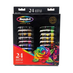 RoseArt Premium Paint Set – 24 Count Acrylic Paints for Canvas, Wood, Ceramic and Fabrics – Craft Painting Supplies for Casual to Professional Artists, multi,12 ml,83002