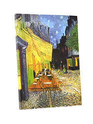 Niwo Art - Cafe Terrace at Night, by Vincent Van Gogh - Oil Painting Reproductions - Giclee Canvas Prints Wall Art for Home Decor, Stretched and Framed Ready to Hang (20 x 24 x 1.5 Inch)