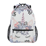 ZOEO Girls School Backpack Cute Unicorn Head With Flower Bookbag Bag Hiking Travel Pack for Student 3th 4th 5th Grade Kids with Multiple Pockets Daypack