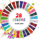 36 Piece Acrylic Paint Set, Anpro Painting Supplies Set Includes 28 Acrylic Paints, brushes, palette, drawing board , oil painting scraper for beginners, students and artists
