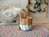 Miniature Shopping Trolley, Basket for Toys. Handmade Dollhouse Nursery 1:8 scale