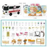 KOALA DIARY Bus Car Toy Ambulance Rescue Vehicle Toy Car, Kids Dollhouse Playset, Kids Hospital Corner, Play Set Doctor Kit, Doll Houses Portable, Gifts for Age 3 4 5 6 Year Old