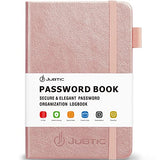 JUBTIC Password Book with Alphabetical Tabs, Small Size Internet Address & Password Keeper Logbook, Password Notebook Journal for Computer & Website Logins, Rose Gold