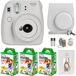 FujiFilm Instax Mini 9 Instant Camera + Fujifilm Instax Mini Film (60 Sheets) Bundle with Deals Number One Accessories Including Carrying Case, Selfie Lens, Photo Album (Smokey White)